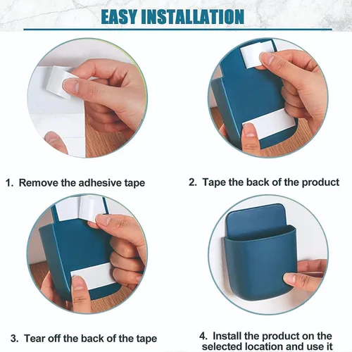 Miniatura 3 de Soporte para control remoto de pared, caja de almacenamiento adhesiva para montaje en pared, organizador de teléfono de pared, soporte