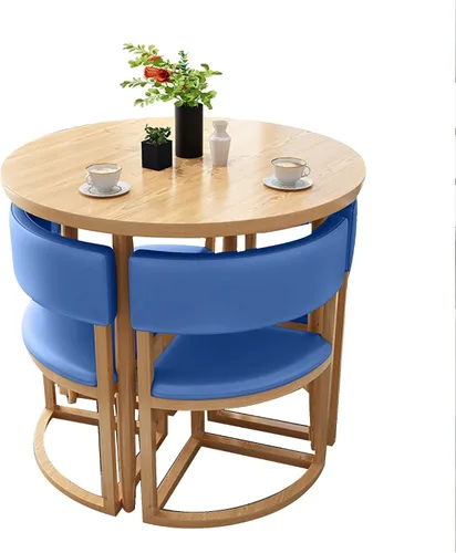 Miniatura 22 de Mesa de cocina y sillas para 4, juego de mesa redonda de comedor para 4, negociación de conferencias pequeñas, 1 mesa y 4 sillas, mesas de café