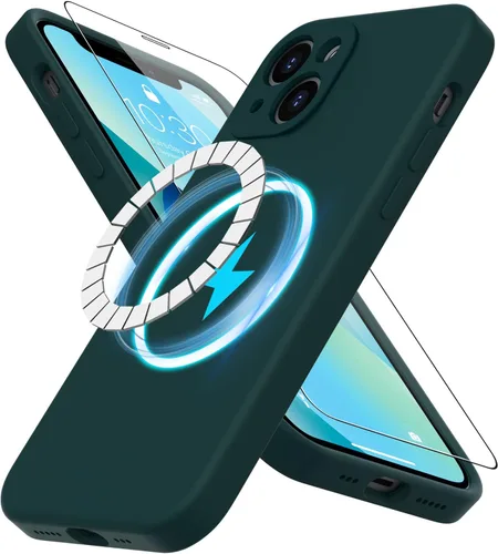 Miniatura 55 de DEENAKIN Funda magnética de silicona para iPhone 12 Pro con protector de pantalla, compatible con MagSafe, protección de cámara, funda protectora