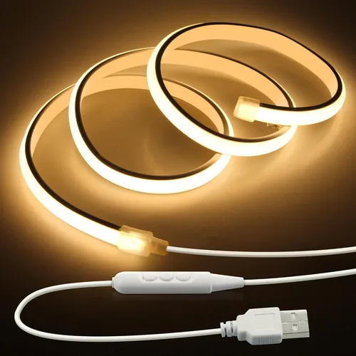 Miniatura 16 de Tira de luces LED blancas de luz diurna de 16.4 pies, 24 V, impermeable, kit de tira LED COB con control remoto, luz de cinta LED flexible regulable