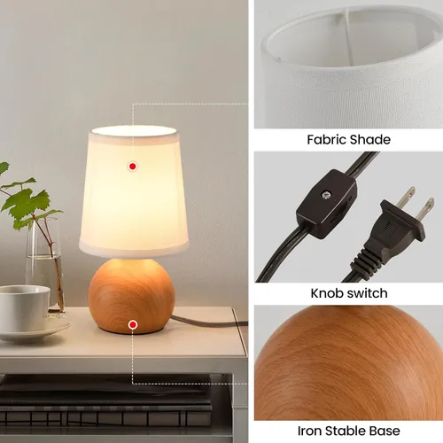 Miniatura 6 de Lámpara de mesa moderna de cabecera, lámpara de cabecera pequeña, lámpara de mesita de noche para dormitorio con pantalla de tela y acabado