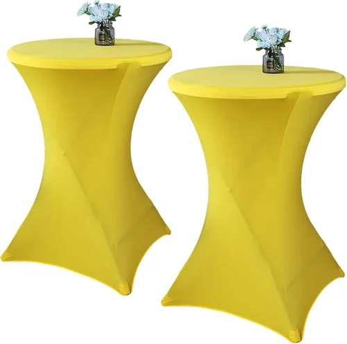 Miniatura 18 de Paquete de 2 manteles de cóctel de elastano de 24 x 43 pulgadas, redondos, ajustables, para bodas, banquetes, eventos, fiestas