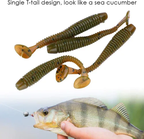 Miniatura 4 de 50 señuelos de pesca suaves de 2.0 in, cebo de pesca de plástico, cola en T, cebos para gusanos, accesorios de aparejos de pescado, 9
