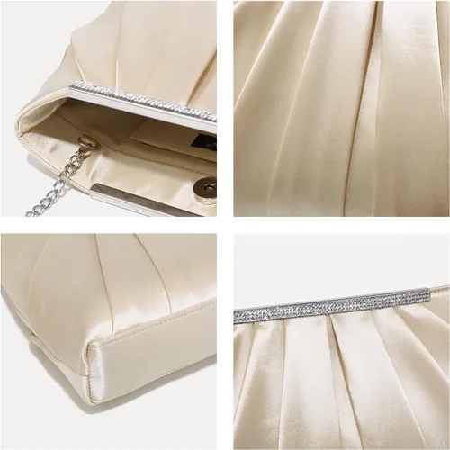 Miniatura 5 de Dasein - Bolsos de mano elegantes con pliegues para mujer, bolsos formales de noche con diamantes de imitación para bodas, fiestas, graduaciones