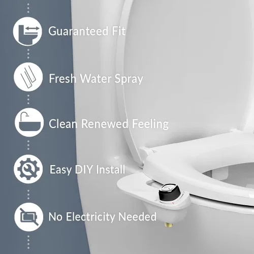 Miniatura 2 de Bio Bidet Cassel - Paquete de bidé con asiento de inodoro de cierre lento que nunca se afloja con ajuste perfecto, rociador de agua fresca, bidé