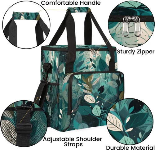 Miniatura 6 de Bolsa de viaje para cafetera, color turquesa, verde azulado, con hojas, bolsa de almacenamiento compatible con Keurig K-Mini o K-Mini Plus, ZZ