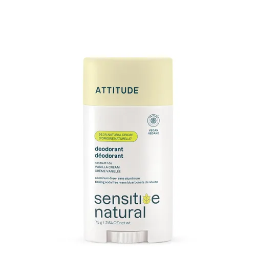ATTITUDE Desodorante para pieles sensibles, sin aluminio y sin bicarbonato de sodio, suave y vegano, protección contra olores de larga duración,