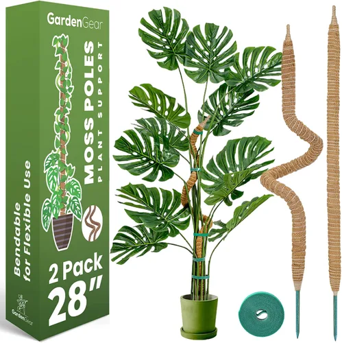 Paquete de 2 postes de musgo flexibles de 28 pulgadas para soporte de plantas Monstera para plantas de interior - Bastón de musgo alto tipo enrejado