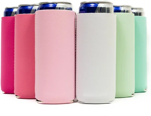 Miniatura 15 de QualityPerfection Fundas delgadas para enfriar latas, cerveza/energía (paquete de 6) para bebidas en blanco, 12 onzas, alta calidad, 0.157 in