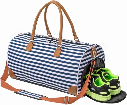 Miniatura 2 de Kuston Bolsas deportivas para gimnasio con compartimento para zapatos bolsas de viaje para hombres y mujeres Franjas Azules