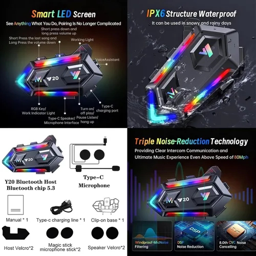 Miniatura 4 de Cascos de motocicleta modulares con Bluetooth de doble visera, aprobados por DOT FMVSS 218, casco de motocicleta abatible de cara completa