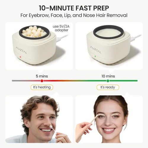 Miniatura 7 de Mini kit de depilación facial para mujeres, kit de depilación facial para depilación, kit de cera de cejas y labios con cuentas de 3.53 onzas, 50