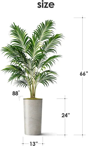 Miniatura 7 de Árbol artificial en maceta de diseño opcional, palmera tropical areca falsa de seda para decoración del hogar en interiores y exteriores, altura