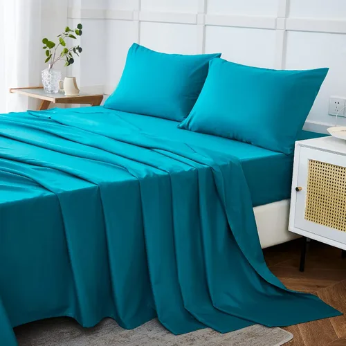 Miniatura 22 de ILAVANDE Juego de Sábanas King Size Verde Azulado de 6 Piezas, Sábanas de Cama King de Microfibra Serie 1800 Súper Suaves de Lujo Hotelero