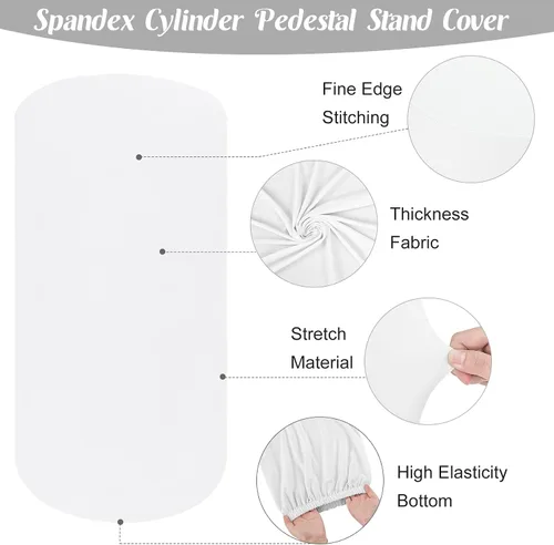 Miniatura 4 de Fivenl Juego de 5 fundas de soporte cilíndrico de elastano para pedestal, fundas elásticas para zócalo, mesa de postre, cubierta de pilares