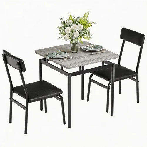 Miniatura 11 de Garvee Juego de mesa de comedor para 4, mesa de comedor y sillas de madera de 5 piezas, 4 sillas tapizadas de poliuretano, juego de comedor moderno