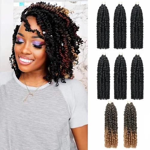Miniatura 27 de Cabello de Ganchillo Pre-Retorcido Passion Twist para Mujeres Negras y Niños, Cabello Passion Twist Pre-Enrollado Trenzas Bohemias 4 Pulgadas 8