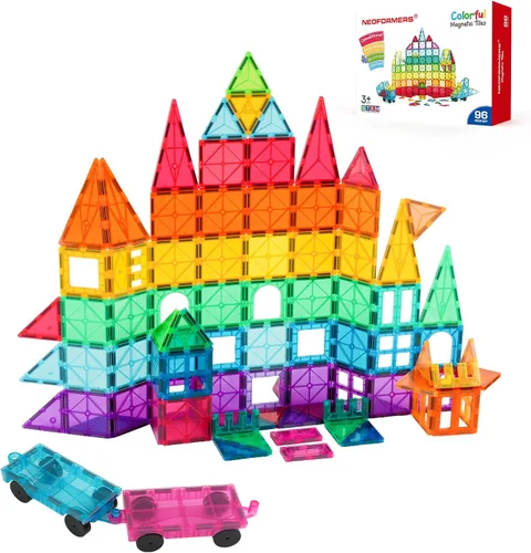 Miniatura 9 de Juego de azulejos magnéticos para automóvil, camión de juguete con imanes más fuertes, autos educativos con enganche reforzado y cama larga