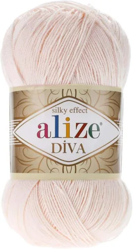Miniatura 13 de Alize Diva Silk Effect 100% hilo acrílico de microfibra, 1 madejas de bola de 3.53 oz 383yds color (1 - crema)
