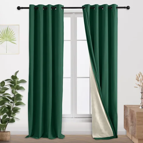 Miniatura 19 de Cortinas 100% opacas de terciopelo con forro de 63 pulgadas de largo, 2 paneles para sala de estar, aislamiento térmico, ahorro de energía
