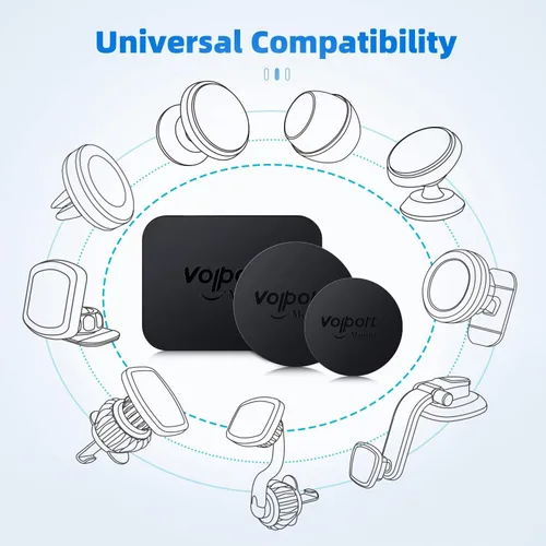 Miniatura 3 de volport Placa de Metal para Imán de Teléfono, Paquete de 10 MagicPlate con Adhesivo 3M de Repuesto para Soporte Magnético de Teléfono para Automóvil