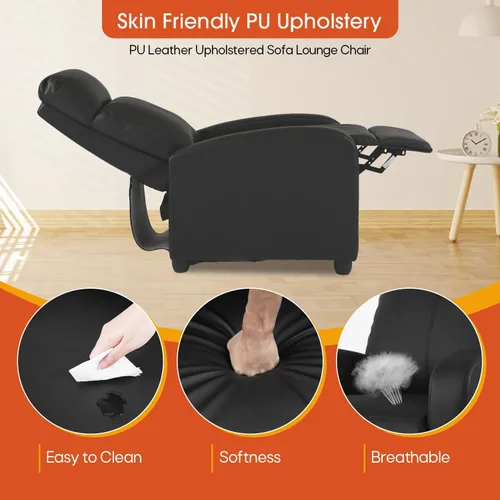 Miniatura 5 de Dopinmin Sillón reclinable de piel sintética, asiento de cine en casa con soporte lumbar, relleno de esponja de alta densidad, sillón reclinable