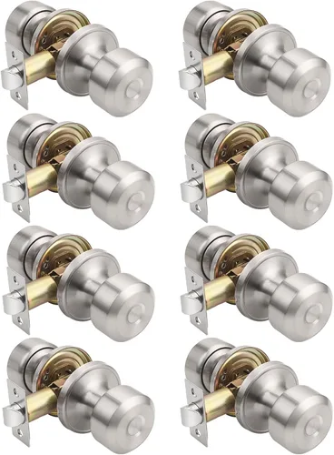 Miniatura 60 de KNOBWELL Paquete de 4 pomos de puerta cuadrados modernos para paso, pomos de puerta interiores, manija de puerta de pasillo y armario, color negro