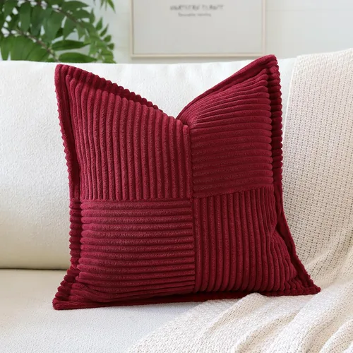 Miniatura 16 de OTOSTAR Fundas de almohada de pana a rayas con empalme, fundas de almohada bohemias súper suaves laterales decorativas con textura para sofá, cama
