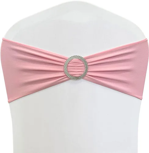 Miniatura 16 de Cintas elásticas de elastano para sillas 50 unidades, lazos elásticos para sillas con hebilla deslizante para decoración de bodas, fiestas, Azul bebé