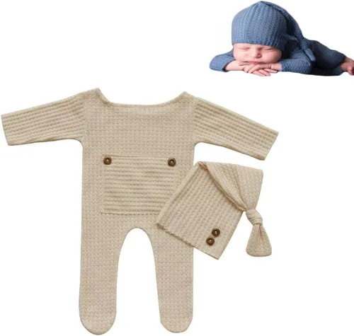 Moda recién nacido niños niñas bebé sesión de fotos accesorios trajes ganchillo ropa sombrero de cola larga pantalones accesorios de fotografía