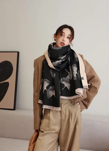 Miniatura 26 de iCuviy Bufanda grande de moda para invierno, chales y envolturas para mujer, extra suave, sensación de cachemira, bufandas frías para mujer