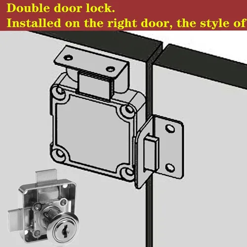 Miniatura 2 de Cerradura de puerta doble para gabinete Cerradura de cajón Cerradura de seguridad [con llave igual] Cerradura de puerta doble