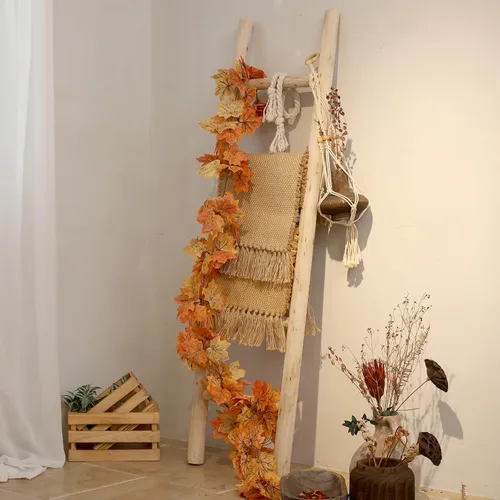 Miniatura 4 de FUIN Escalera de madera de 57 pulgadas totalmente montada, para sala de estar, decoración de pared, soporte para colcha de granja, soporte