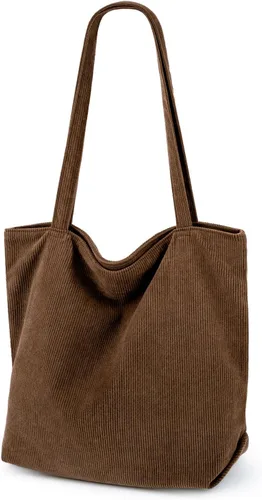 Miniatura 21 de Bolso de pana Iioscre para mujeres, bolsos hobo con cierre de cremallera, bolsos de hombro casuales de gran capacidad con bolsillos interiores