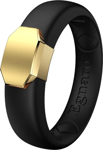 Miniatura 19 de Egnaro - Anillo de boda de silicona para mujer, diseño ergonómico y transpirable, ancho de 0.15 pulgadas, bandas de silicona flexibles con placa