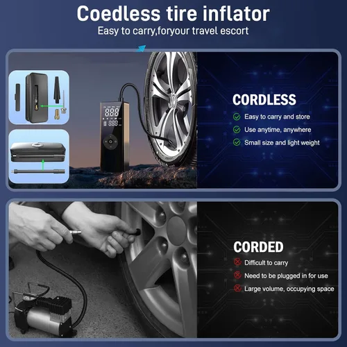 Miniatura 7 de TECBOT Inflador de neumáticos, compresor de aire portátil, bomba de aire automática para neumáticos de automóvil, compresor de aire portátil de 150