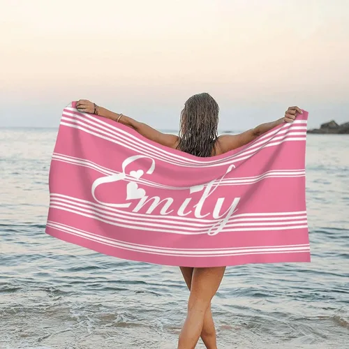 Miniatura 15 de Toalla de playa personalizada para niños y adultos, toallas de playa sin arena con nombre, toalla de playa personalizada de secado rápido, súper