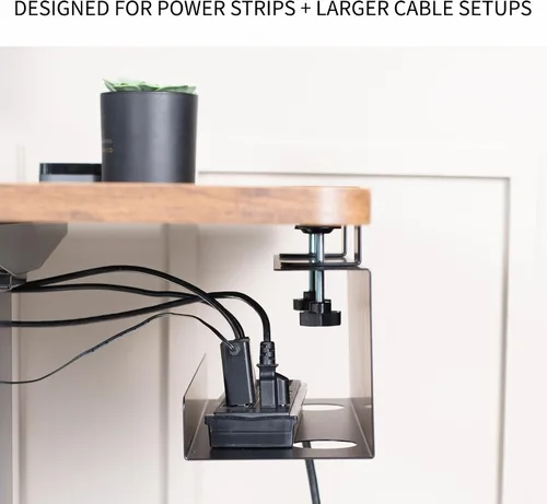 Miniatura 4 de VIVO Sin taladro Abrazadera de 17 pulgadas para administración de cables de extensión de alimentación Bandeja de administración de cables debajo
