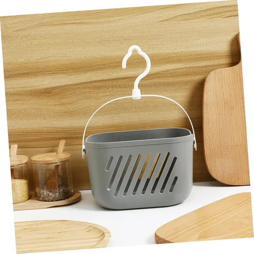 Miniatura 8 de Hemoton Cesta colgante para baño, cesta de almacenamiento de cocina, escurridor de pared, despensa, 1 unidad