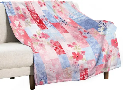 Miniatura 35 de Manta de verano con parches bohemios, vintage, bohemia, acogedora manta de franela para sofá, cama para niños y adultos, 30 x 40 pulgadas, manta