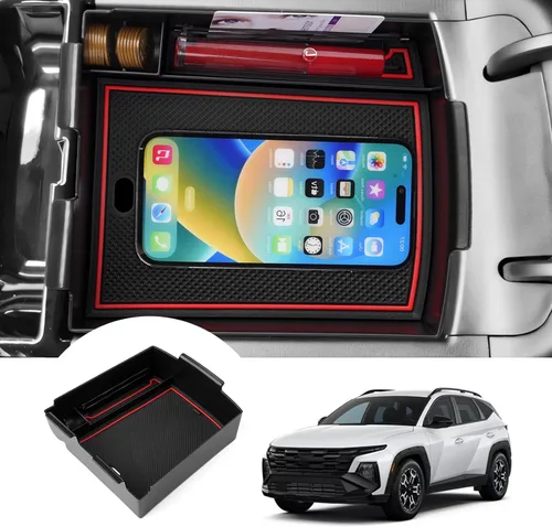 Miniatura 11 de Autorder Organizador de consola central para Hyundai Kona 2018-2021 2022 2023, caja de almacenamiento de reposabrazos, accesorio con bandeja
