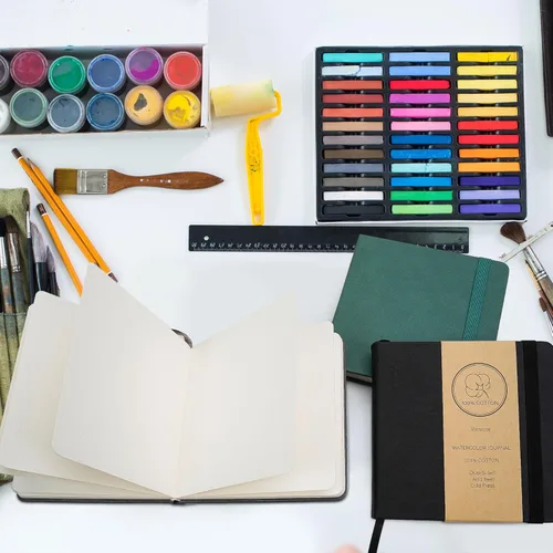 Miniatura 6 de Vienrose Cuaderno de bocetos de acuarela, diario de acuarela de 5.5"x5.5" con 24 hojas, 48 páginas, 140 LB (300 GSM), papel de acuarela de algodón