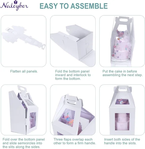 Miniatura 6 de Cajas Altas para Pasteles de Niveles con Bases para Pasteles, Paquete de 4, 10 y 12 Pulgadas, Desechables, Grandes, Transportador de Pasteles