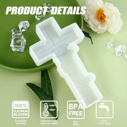 Miniatura 5 de SOBEIT Blessing Cross - Molde de freshie para coche, molde de freshie de fe religiosa, molde de resina de silicona para hacer freshie perlas Molde