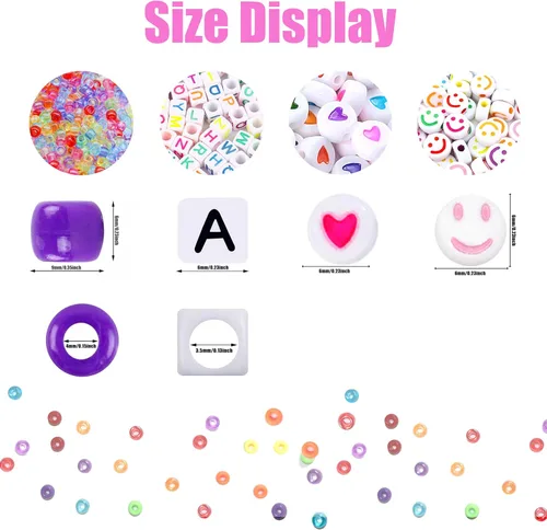 Miniatura 4 de LIS HEGENSA Kits de Abalorios de Manualidades DIY de 28 Colores Regalos para Niñas, 1200 PIEZAS Cuentas Pony Kits para Hacer Pulseras con Cuentas