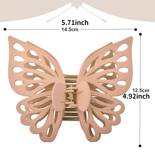Miniatura 7 de Garras de mariposa para el cabello para mujer: pasadores huecos mate grandes para cabello grueso, sujeción fuerte, abrazaderas antideslizantes con 2