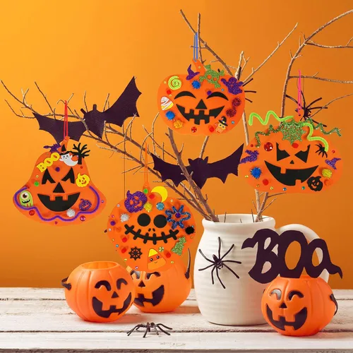 Miniatura 5 de Winlyn 30 kits de decoración de calabaza de Halloween para otoño, kits de manualidades de calabaza, formas de calabaza de espuma con calcomanías