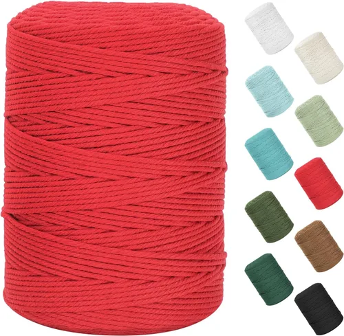 Miniatura 99 de Cordón de macramé de 0.079 in x 380 yardas (1140 pies), cuerda de algodón natural para colgar en la pared, ganchos de plantas, manualidades, Beige