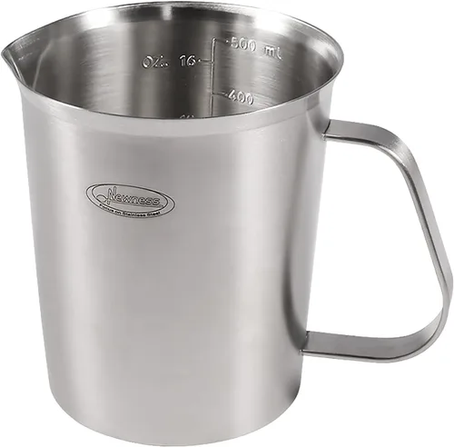 Miniatura 11 de Newness Juego de 2 tazas medidoras de acero inoxidable (3 marcas, incluye escala de taza/ml/onza) (2 y 3 tazas) taza medidora de metal con asa