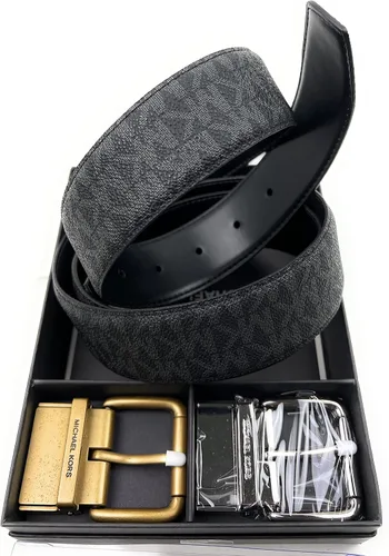 Miniatura 3 de Michael Kors Mens Box Jet Set 4 In 1 Signature Leather Gift Set Belt Black